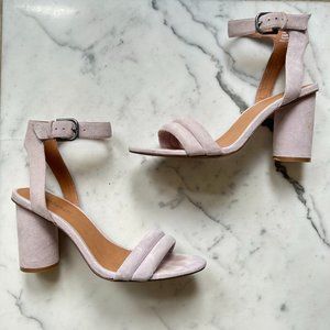 Madewell The Rosalie High-Heel Lilac Purple Double Strap Suede Sandal Size 9